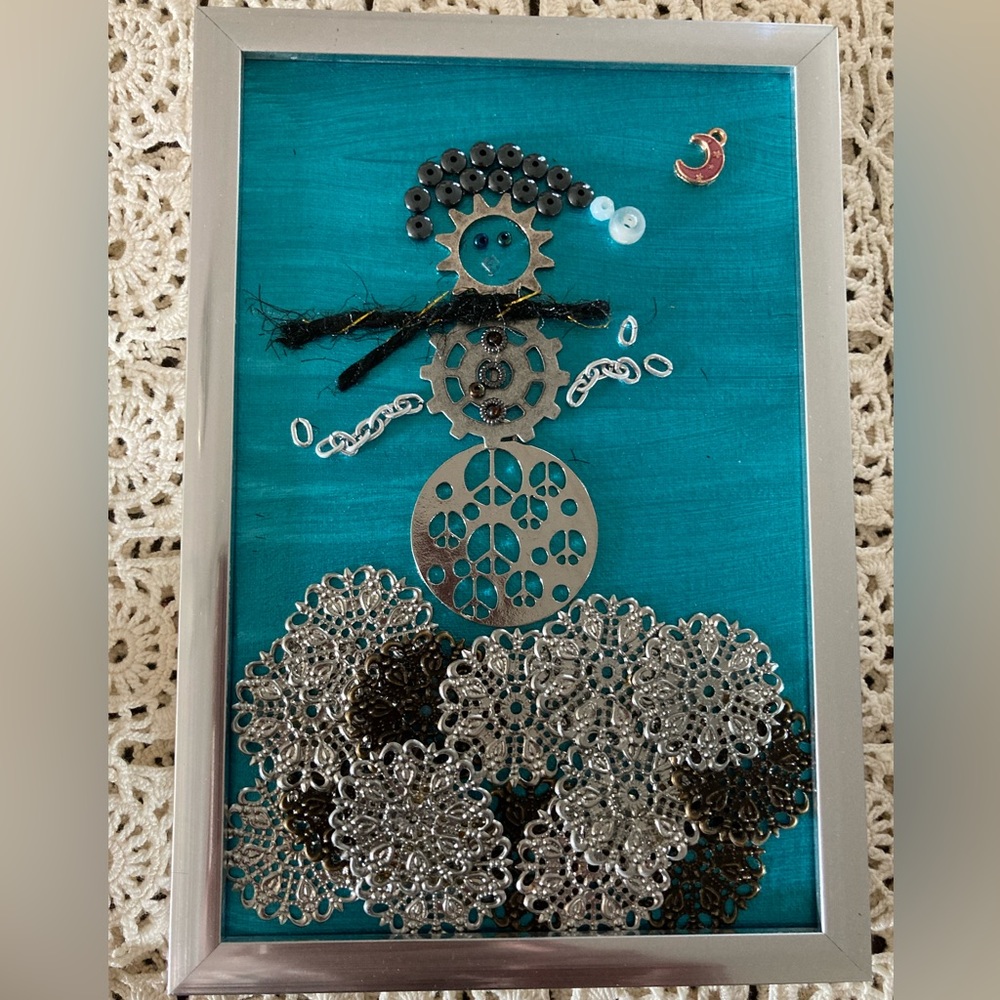 ORIGINAL JEWELRY ART “PUNK PEACE SNOW BABY” HANDCRAFTED. ONE OF A KIND. SIGNED